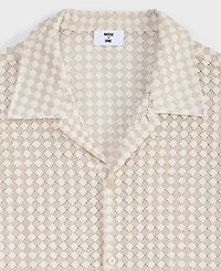 Mode of One Men's Relaxed-Fit Textured-Knit Bubble Lace Button-Down Camp Shirt, Exclusively at Macy's