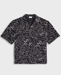 Mode of One Men's Relaxed-Fit Embroidered Button-Down Poplin Camp Shirt, Exclusively at Macy's