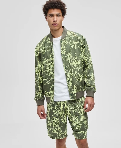 Mode of One Men's Abstracted Floral Regular-Fit Printed Bomber Jacket, Macy's Exclusive