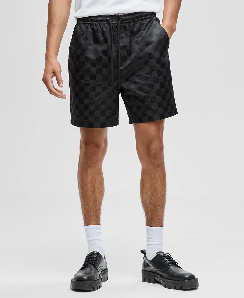Mode of One Men's Check Jacquard Regular-Fit 6-1/2" Track Shorts, Macy's Exclusive