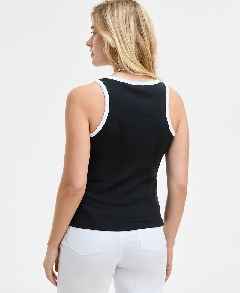 On 34th Women's Contrast Tipped Micro Rib Tank Top, Exclusively at Macy's