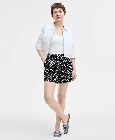 On 34th Women's Paint Dot Linen-Blend Pull-On Shorts, Exclusively at Macy's