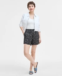 On 34th Women's Paint Dot Linen-Blend Pull-On Shorts, Exclusively at Macy's