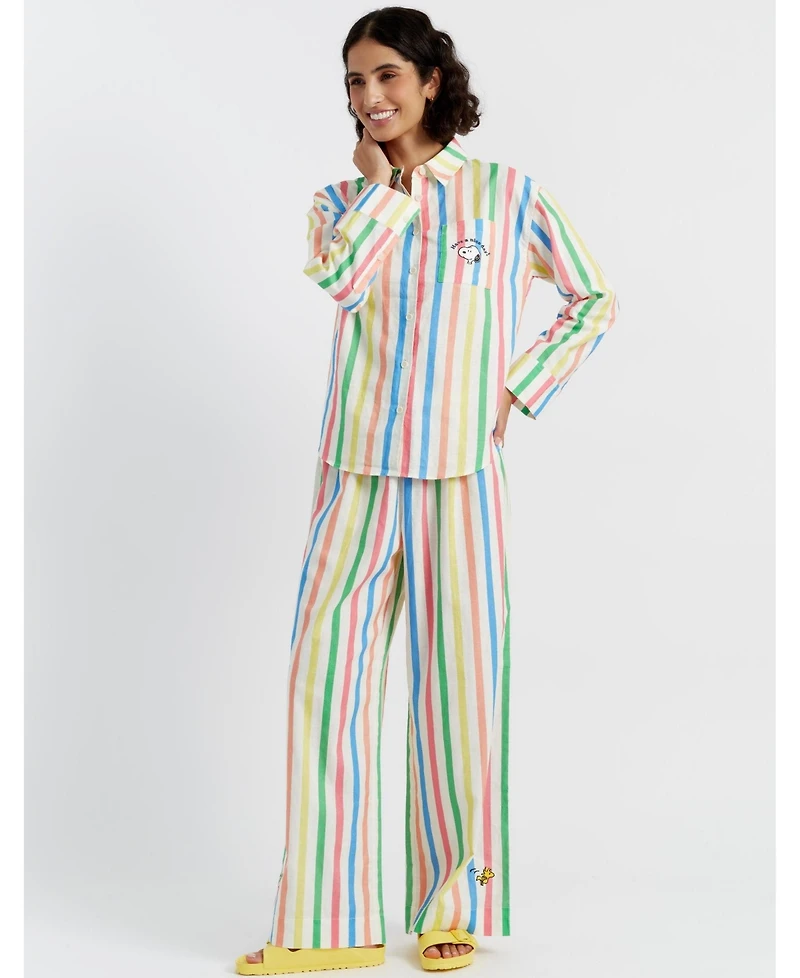 Chinti and Parker Women's & Linen-Cotton Snoopy Stripe Trousers