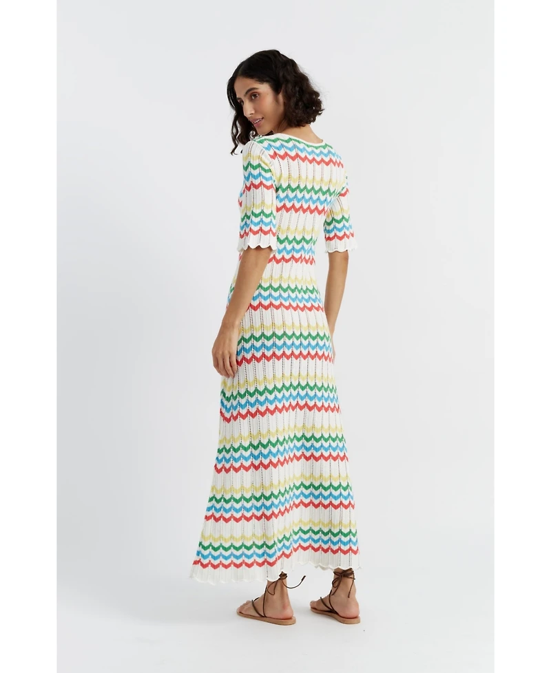 Chinti and Parker Women's & Cotton Chevron Stitch Dress