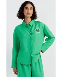 Chinti & Parker Women's Linen-Cotton Peanuts Racquet Club Shirt