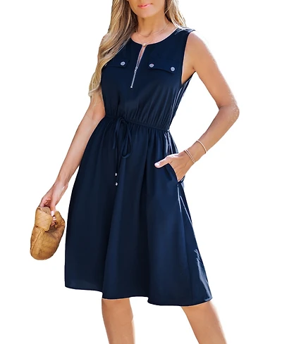Cupshe Women's Executive Edge Blue Mini Beach Dress