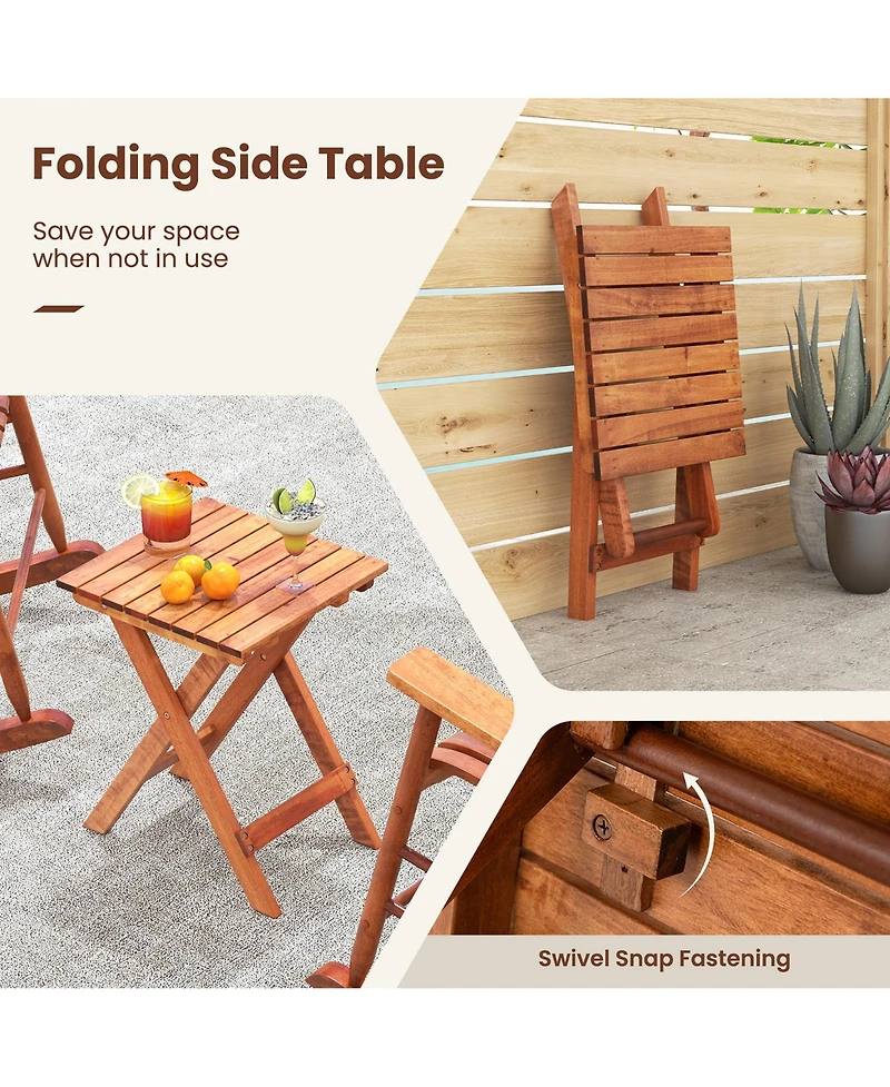 Gymax 3PCS Patio Poplar Wood Rocking Bistro Set Outdoor Furniture Set for Garden