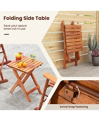 Gymax 3PCS Patio Poplar Wood Rocking Bistro Set Outdoor Furniture Set for Garden