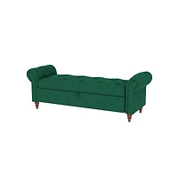 63 Inch Upholstered Storage Bench with Rolled Arms, Tufted Ottoman Large Hidden Compartment-The Pop Home