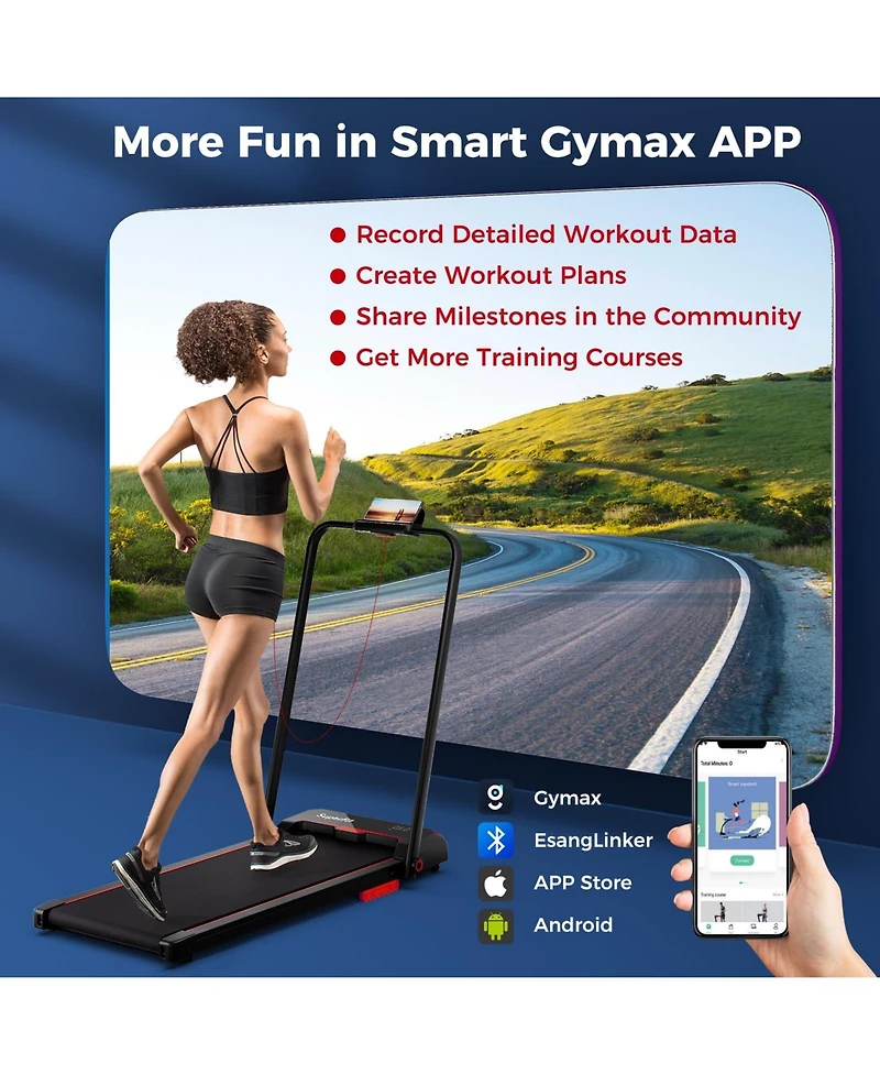 3 in 1 Folding Treadmill with Remote Control and Led Display