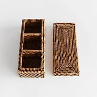 Burma Rattan 3-Compartment Lidded Box