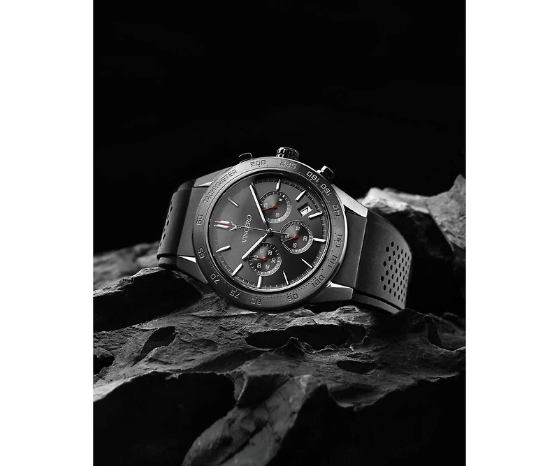 Vincero Men's Rogue Chronograph Watch in Gunmetal with Red Accents & Silicone Strap