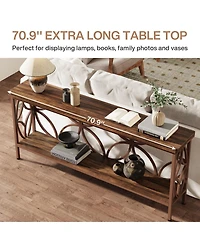 Tribesigns 70.9-Inch Narrow Sofa Table, Industrial Long Entry Console Table with Storage for Entryway, Living Room, Foyer, Unique Design