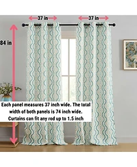 Hlc.me Tanner Ogee Ikatt Damask Patterned Window Grommet Curtains Bedroom