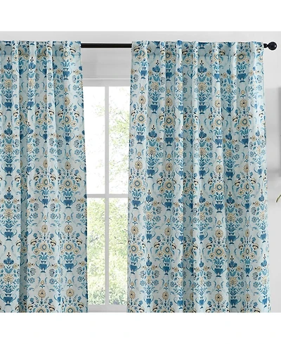 Hlc.me Clara Floral Damask Patterned Window Back Tab Rod Pocket Curtains