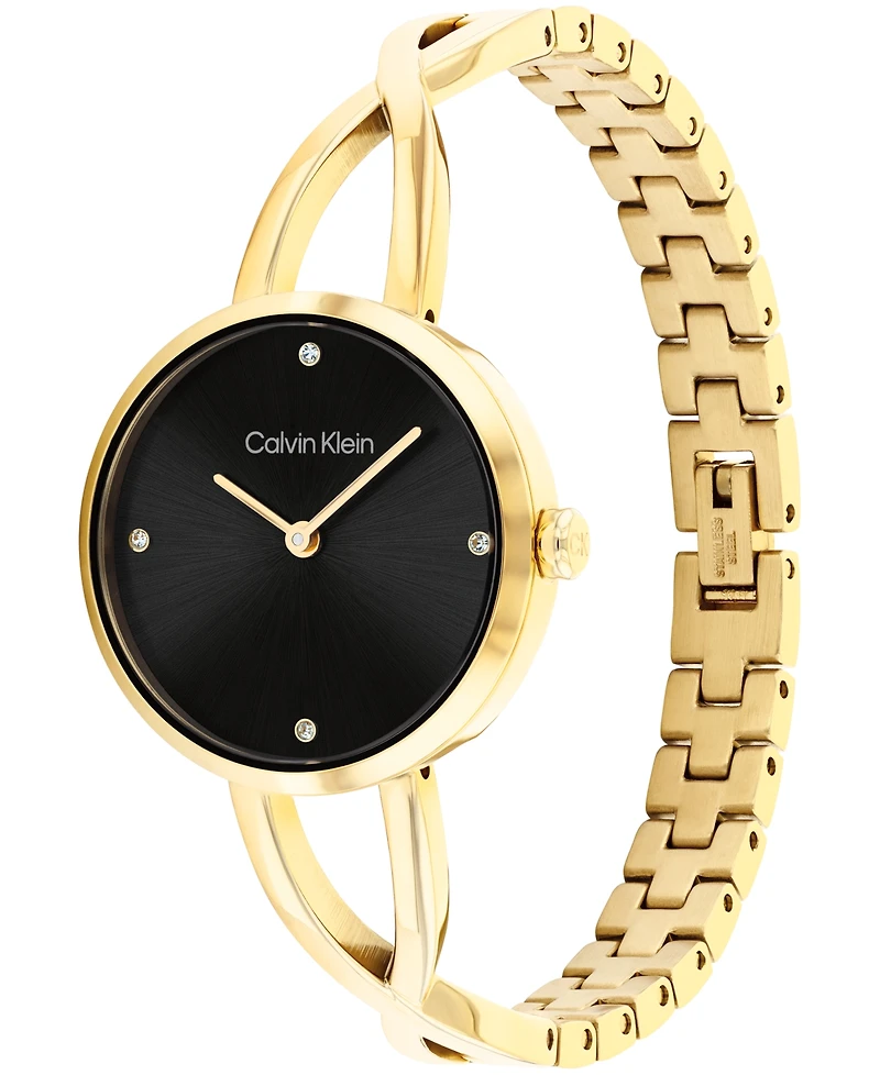 Calvin Klein Women's Sculpted Embrace Gold Tone Stainless Steel Bracelet Watch, 28mm
