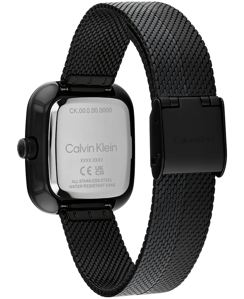 Calvin Klein Women's Adore Ionic Plated Black Steel Mesh Bracelet Watch, 30mm