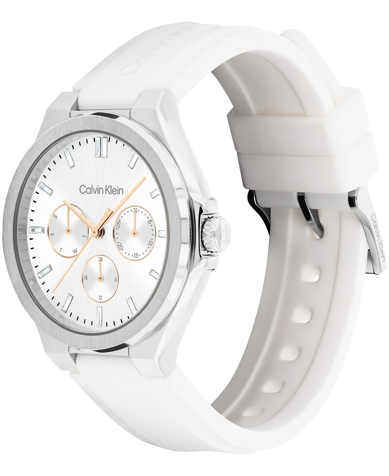 Calvin Klein Women's Vibrancy White Silicone Strap Watch, 38mm