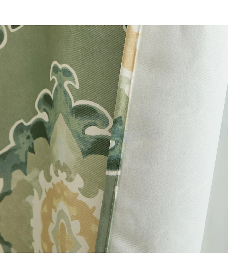 Hlc.me Liam Ogee Ikatt Damask Patterned Window Grommet Curtains Bedroom - Light Blocking Darkening Window Panels, Set of 2 (Sage Green, 52 W x 96 L