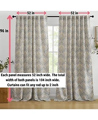 Hlc.me Messina Paisley Damask Patterned Window Back Tab Rod Pocket Curtains Bedroom