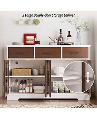 Buffet Cabinet with Storage, 55" Large Sideboard Buffet Storage Cabinet