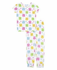 Care Bears Little and Big Girls Short Sleeve Pant, 2-Piece Pajama Set