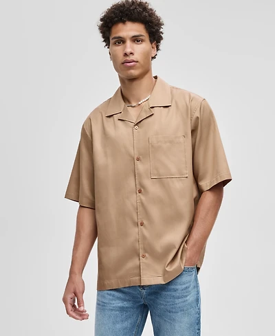 Mode of One Men's Relaxed-Fit Button-Down Utility Camp Shirt, Macy's Exclusive