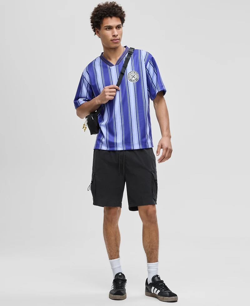 Mode of One Men's Panama Relaxed-Fit Stripe V-Neck T-Shirt, Macy's Exclusive