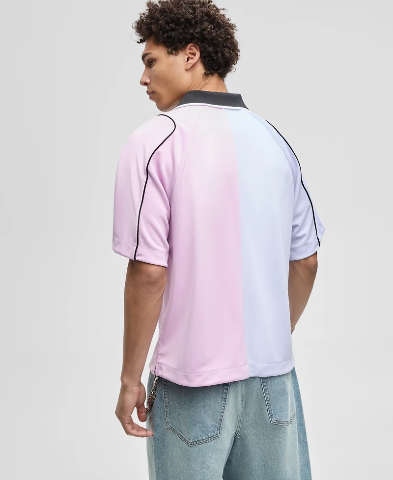 Mode of One Men's Relaxed-Fit Pieced Colorblocked Polo Shirt, Macy's Exclusive