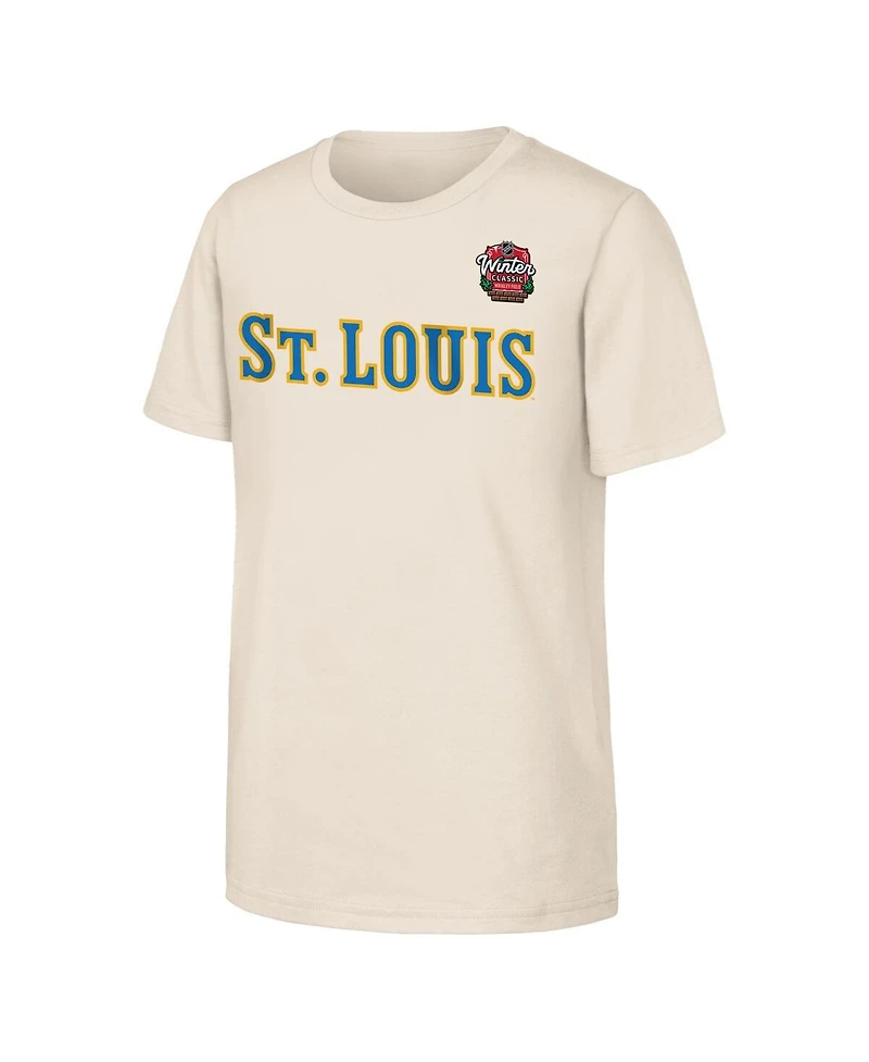 Outerstuff Big Boys and Girls Tan St. Louis Blues 2025 Nhl Winter Classic Primary Logo T-Shirt