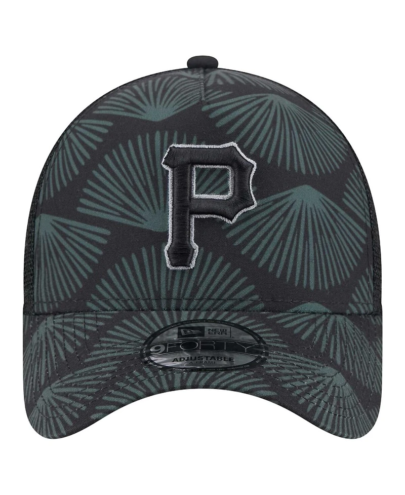 New Era Men's Black Pittsburgh Pirates 9FORTY A-Frame Trucker Adjustable Hat