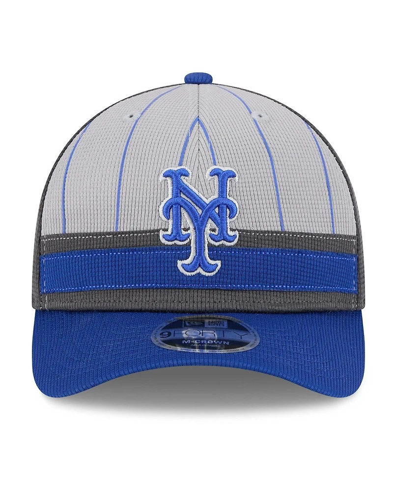 New Era Men's Gray/Royal New York Mets 2025 Batting Practice 9FORTY M-Crown Adjustable Hat