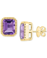 Effy Amethyst Emerald-Cut Stud Earrings (5-5/8 ct. t.w.) in 14k Gold-Plated Sterling Silver