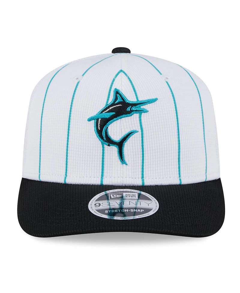 New Era Men's White/Black Miami Marlins 2025 Batting Practice 9SEVENTY Stretch-Snap Trucker Hat