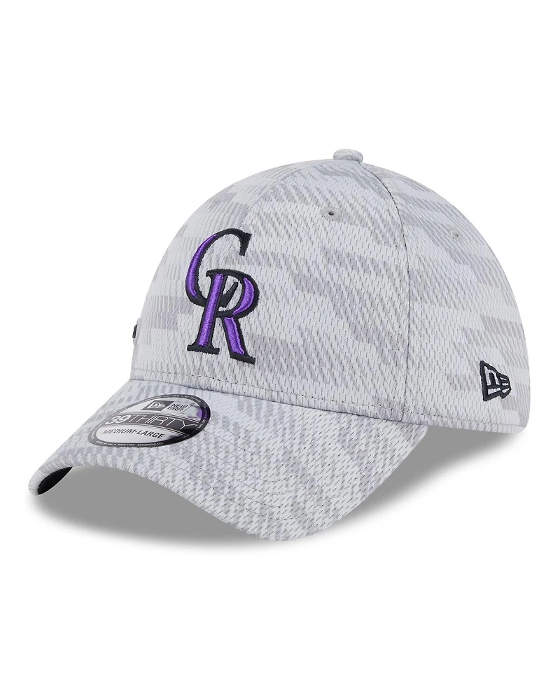 New Era Men's Gray Colorado Rockies 2025 Mlb Clubhouse 39THIRTY Flex Hat
