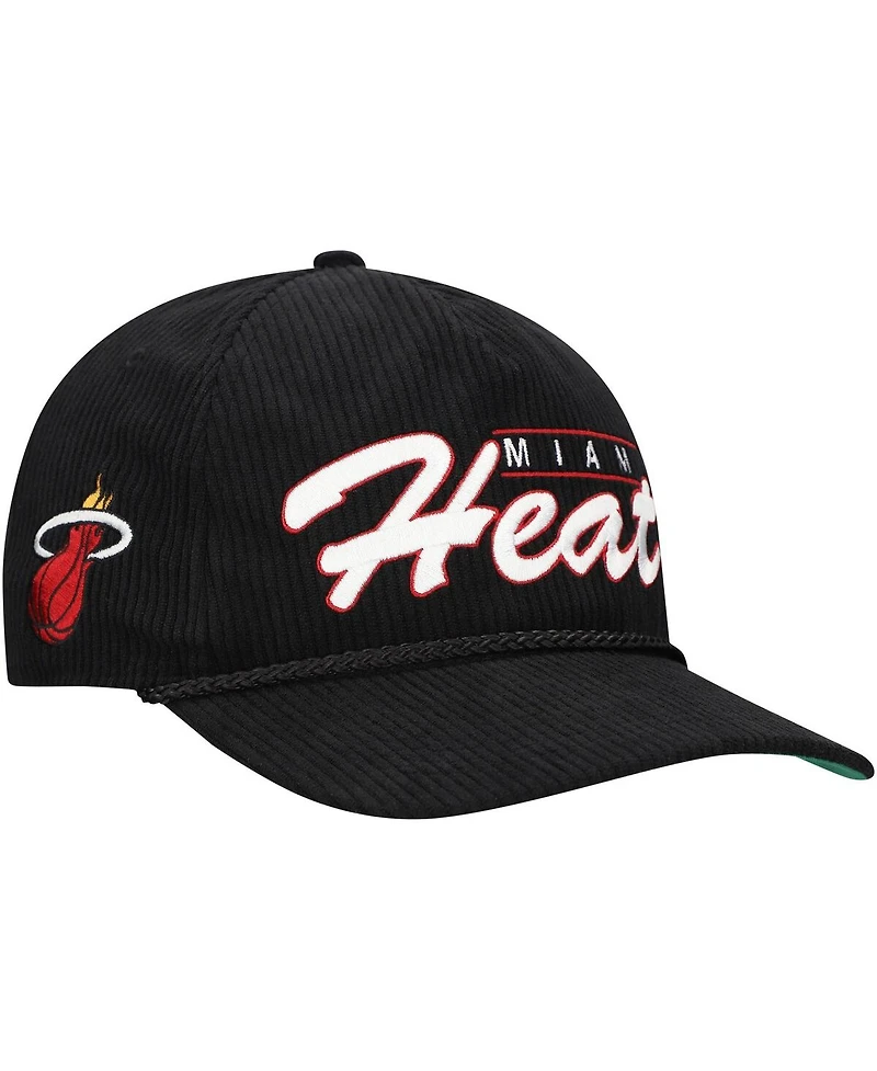 '47 Brand Men's Black Miami Heat Double Header Sidepatch Cord Hitch Adjustable Hat