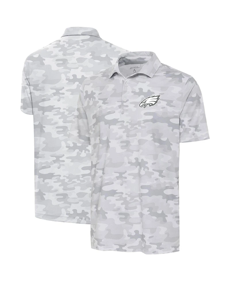 Antigua Men's White Philadelphia Eagles Anthracite Logo Collide Polo Shirt