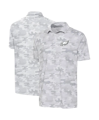 Antigua Men's White Philadelphia Eagles Anthracite Logo Collide Polo Shirt