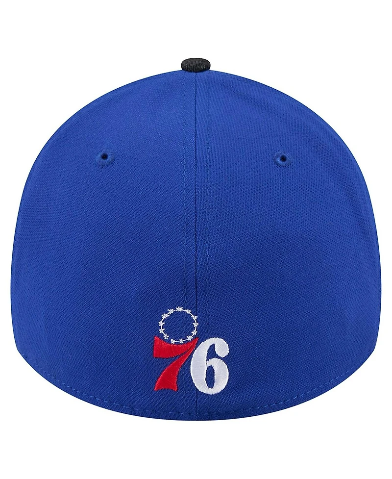 New Era Men's Royal/Black Philadelphia 76ers Sport Night Visor Hit 39THIRTY Flex Hat