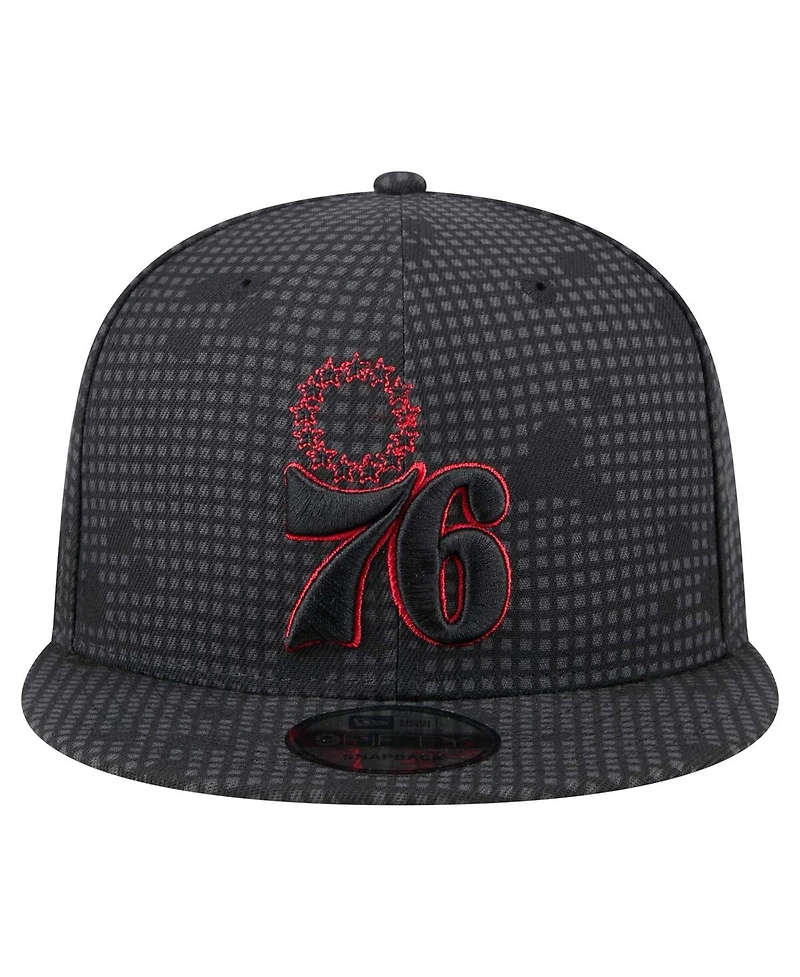 New Era Men's Black Philadelphia 76ers Midnight Ink Pop Outline 9FIFTY Snapback Hat