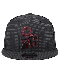 New Era Men's Black Philadelphia 76ers Midnight Ink Pop Outline 9FIFTY Snapback Hat