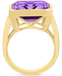 Effy Green Quartz Emerald-Cut Solitaire Ring (10-1/2 ct. t.w.) 14k Gold-Plated Sterling Silver (Available Amethyst)