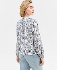 On 34th Women's Printed Pintuck Blouse, Exclusively at Macy's