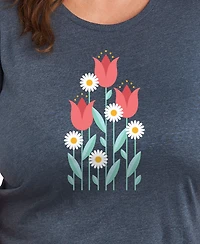 Hybrid Apparel Trendy Plus Spring Florals Graphic Crew Neck T-Shirt