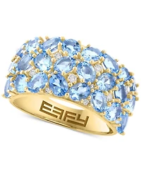 Effy Aquamarine (3-3/8 ct. t.w.) & Diamond (1/5 ct. t.w.) Cluster Ring in 14k Gold-Plated Sterling Silver