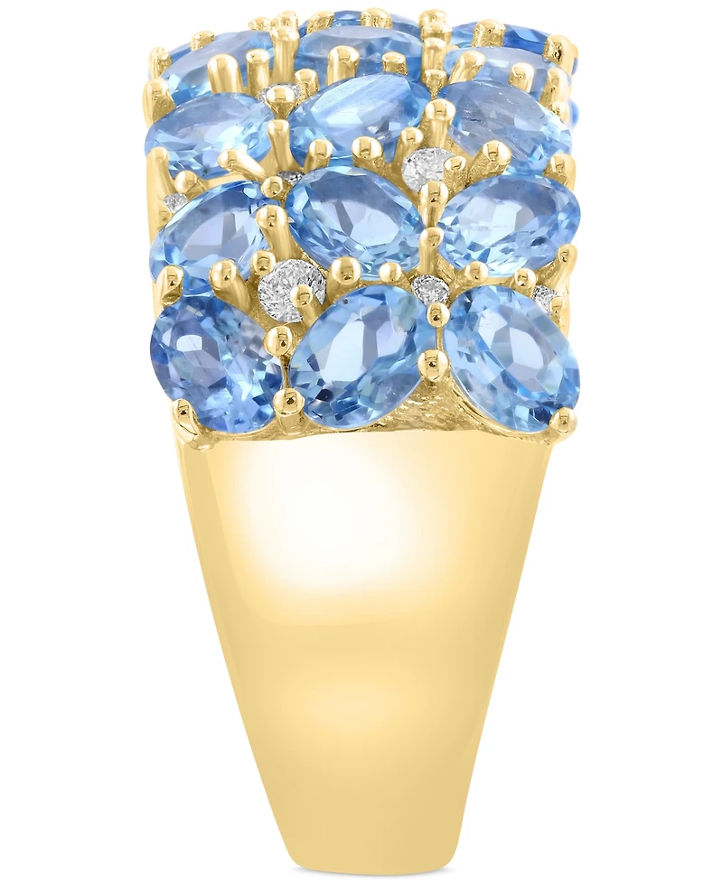 Effy Aquamarine (3-3/8 ct. t.w.) & Diamond (1/5 ct. t.w.) Cluster Ring in 14k Gold-Plated Sterling Silver