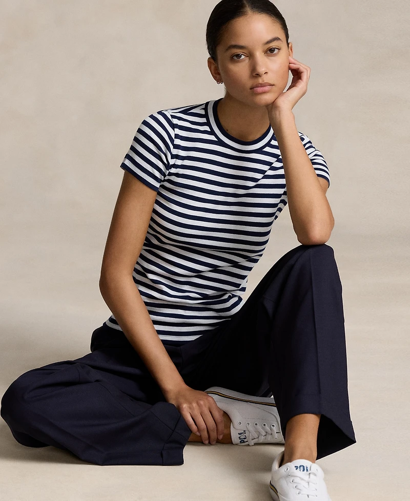 Polo Ralph Lauren Women's Striped Ribbed Cotton Crewneck Tee