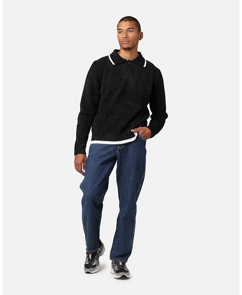 Xxiii Men's Fluffy Long Sleeve Polo Shirt