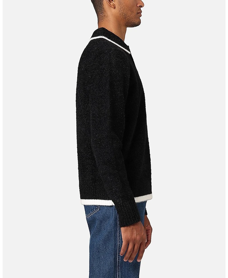 Xxiii Men's Fluffy Long Sleeve Polo Shirt